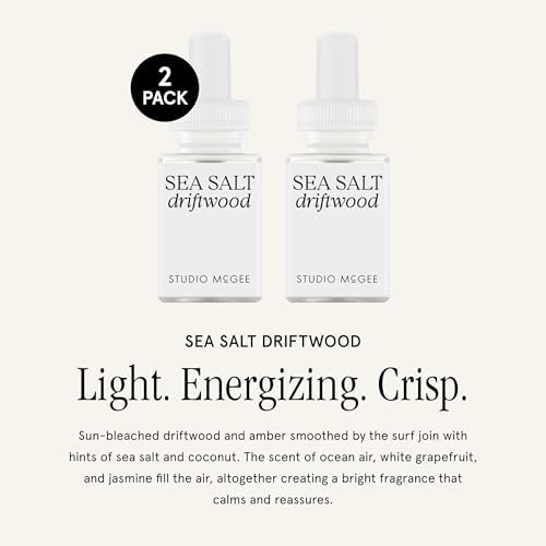 Pura x Studio McGee Home Diffuser Refill, 2 Pack, Sea Salt Driftwood