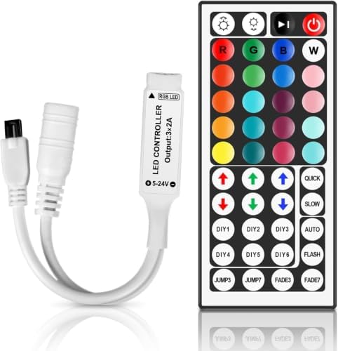 44 Key RGB LED Strip Light Remote Controller, IR Wireless LED Controller
