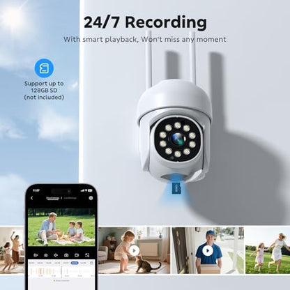 CAMCAMP WiFi Camera Outdoor Wireless for Home Security Auto Person Tracking
