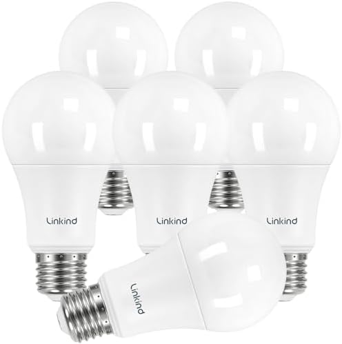 Linkind A19 LED Light Bulbs, 75 Watt Equivalent, 2700K Soft White 6 Packs