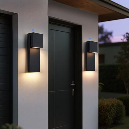 Tarentlight Dusk to Dawn Outdoor Wall Lights 2 Packs,Modern Minimalist Outdoor Fixture Wall Mount,Anti-Rust Sturdy & Sleek Outside Lights for House Porch Garage Patio,3000K 17W Integrated LED