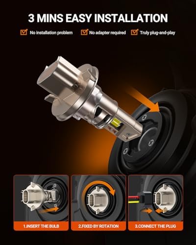 SEALIGHT H13/9008 Bulbs, 52,000LM 1000% Bright S6 Pro H13 Bulb with 2025 4th-Core LED Chips, Ultra 80,000hrs+ Lifespan 9008 Drving Light, 6500K White 1:1 Design Size Plug and Play Fog Light, Pack of 2