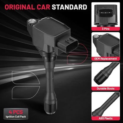 BDFHYK Ignition Coil Packs Compatible with INFINITI 2019-2022 QX50, 2022 QX55, Compatible with Nissan 2019-2021 Altima l4 2.0L Coil for UF841 5C2292 224485NA0A Set of 4