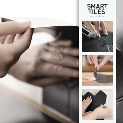 Smart Tiles Peel and Stick backsplash, Subway Charcoal Gray, 11.55"x8.38" | Pack of 5 (2.8 sq ft), Glossy, Heat/Moisture Resistant, Low VOC, Kitchen/Bathroom, Renter Friendly, Made in Canada