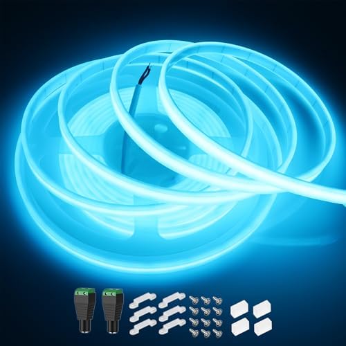 LEDENET COB LED Strip Lights Waterproof IP67 DC12V 16.4ft/5m Ice Blue