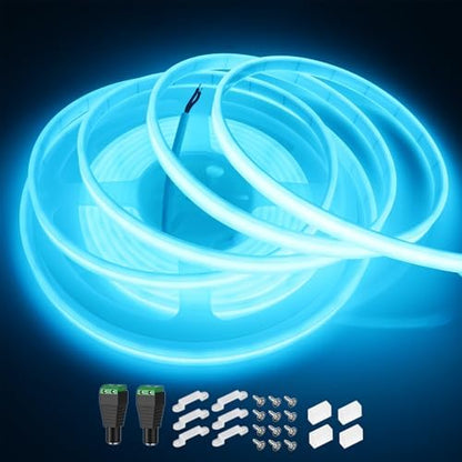 LEDENET COB LED Strip Lights Waterproof IP67 DC12V 16.4ft/5m Ice Blue