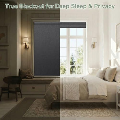 ZSHINE Motorized Blackout Roller Shades Remote Control Rechargeable(82164E)