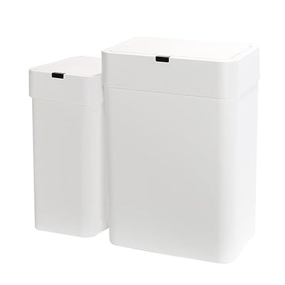 ELPHECO Bathroom Trash Can with Lid, 2 Pack Automatic Garbage Can, 2.5 Gallon + 4 Gallon Motion Sensor Smart Bathroom Decor, Slim Waterproof Trash Bins for Bedroom, Office, Living Room, White
