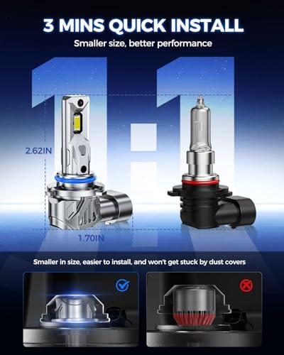 Marsauto 9005/HB3 9006 Fog Light Bulbs Combo, 800% Brighter 80,000LM 6500K Cool White, Fanless 1:1 Mini Size, Pack of 4