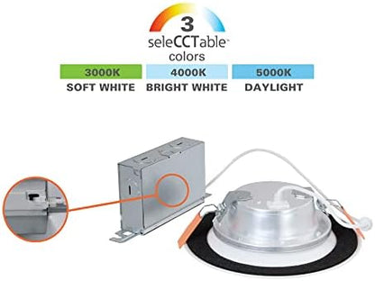 HALO LTB 6-inch Selectable CCT (3000K-5000K) Integrated LED, White Recessed Light, Dimmable Retrofit Trim