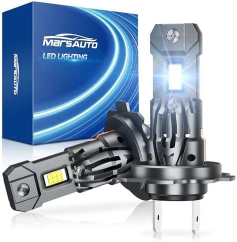 Marsauto H7 Light Bulbs, 30000LM 800% Brighter Bulbs, Real Mini Size 6000K Cool White IP68 Waterproof, Plug and Play