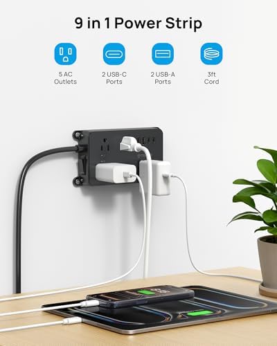 TROND Power Strip Surge Protector 3ft, Wall Mountable, ETL Listed