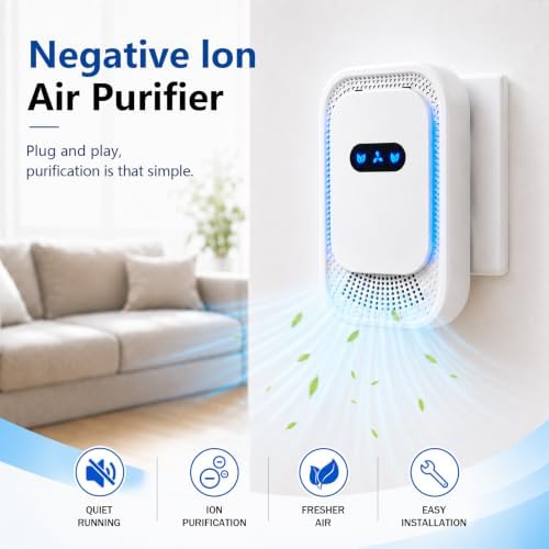 Air Ionizers 4 Pack, Small Negative Ion Air Purifiers, Low Noise Portable Air Freshener for Odor, Smoke, Dust, Pets, Fresh Odor Eliminator Kit (White-4pcs)