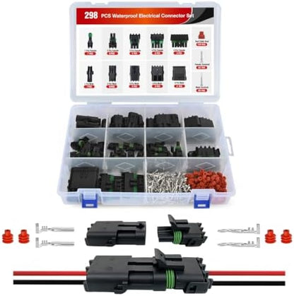 Nilight 298PCS 1 2 3 4 6 Pin Waterproof Automotive Electrical Connector Kit
