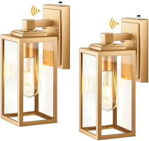 VIANIS Gold Dusk to Dawn Outdoor Wall Lanterns, Waterproof, Anti-Rust