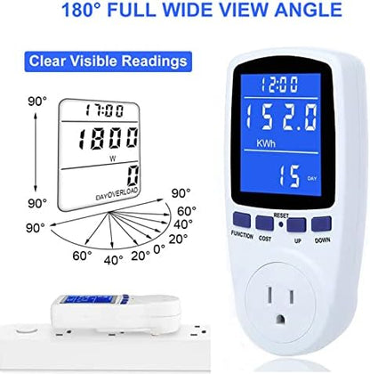 Upgraded Watt Meter Power Meter Plug Home Electricity Usage Monitor, Electrical Usage Monitor Consumption, Energy Voltage Amps Kill Meter with Backlight, Overload Protection, 7 Modes Display-With Cord