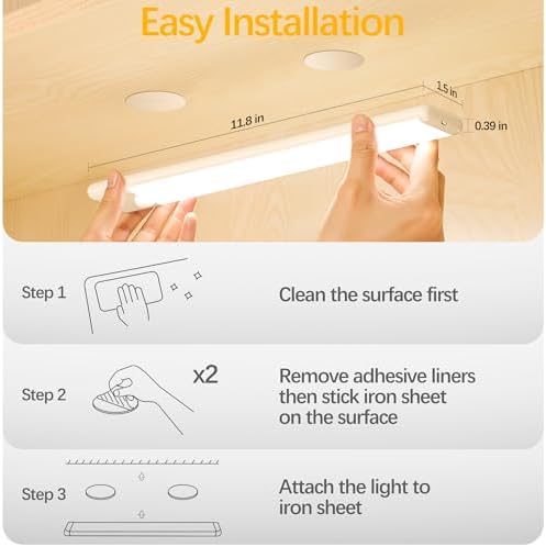 11.8 inch Motion Sensor Under Cabinet Light, 5-Pack, Warm White