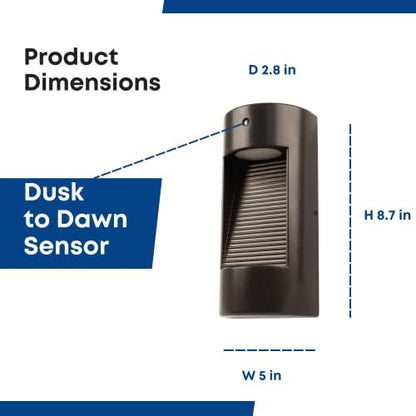Feit Electric Dusk to Dawn Outdoor Wall Sconce, 12W Half Moon Wall Mount Light Fixture, Integrated LEDs, UV Protected, Weatherproof, 250 Lumens, 5000k Daylight, Hardwired, Bronze S8PHMWM/850/DD/BZ/HD