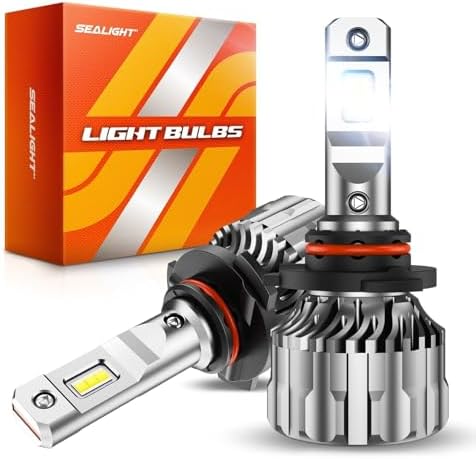 SEALIGHT 9005/HB3 Light Bulbs, 70000LM 800% Super Brighter 6500K Cool White 9005 Fog Bulbs with Fan, Mini Size, Off-Road Lights with Plug N Play, Pack of 2