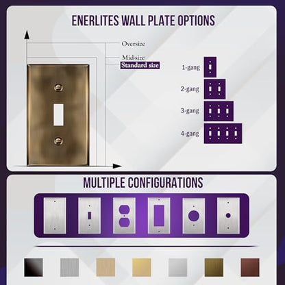 ENERLITES Toggle Light Switch Metal Wall Plate, 1-Gang, Antique Brass