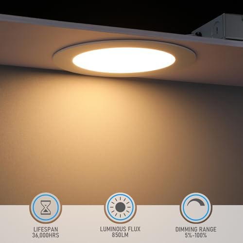 TORCHSTAR 12-Pack 6 Inch Ultra-Thin LED Recessed Light, 12W, 2700K