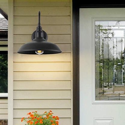 10in Dome Outdoor Barn Light with Wall Mount 2 Pack Black Exterior Gooseneck Lights Farmhouse Style Outdoor Barn Wall Lights Garage Outside Wall Sconce for House, Porch, Patio, Yard