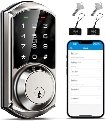 Veise VE06 Smart Lock for Front Door, App Control, Satin Nickel