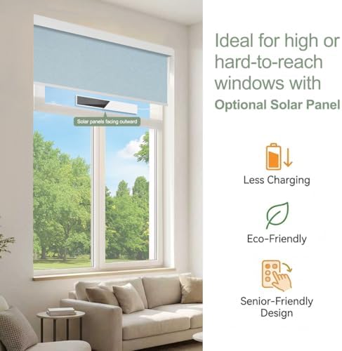 ZSHINE Motorized Blackout Roller Shades Remote Control Rechargeable(82026G)