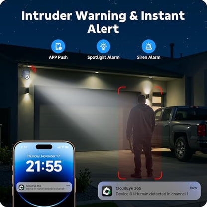 CAMCAMP WiFi Camera Outdoor Wireless for Home Security Auto Person Tracking