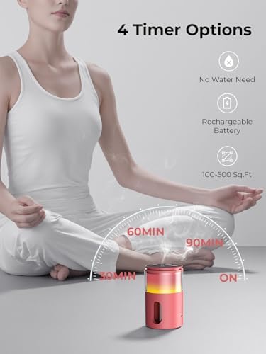 Waterless Essential Oil Diffuser: 𝟗-𝐂𝐨𝐥𝐨𝐫 𝐋𝐄𝐃 Bright Red