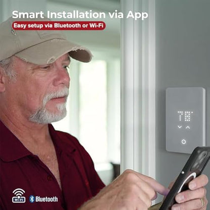 LED Smart Heated Floor Thermostat - WiFi & Touchscreen - 120/240v - Programmable with Voice Control - UWG5-4999 with GFCI & Flooring Sensor