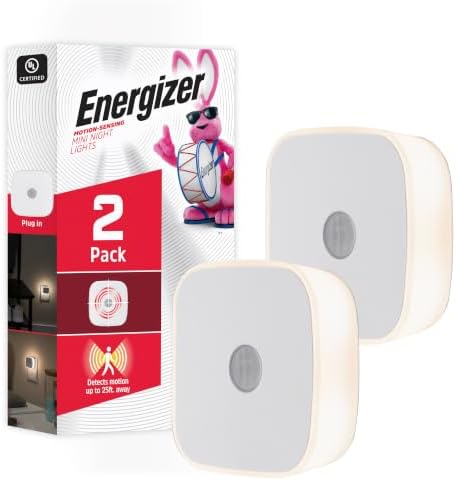 Energizer LED Motion Sensor Night Lights Plug Into Wall Dusk to Dawn Sensor