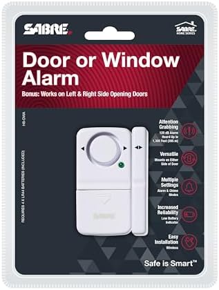 SABRE Wireless Home Security Door Window Burglar Alarm with LOUD 120 dB Siren, DIY EASY to Install, White
