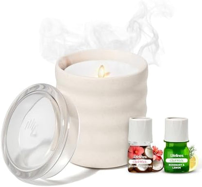 Lifelines Flameless Candle Diffuser with 2 Clickwick Essential Oil Blends