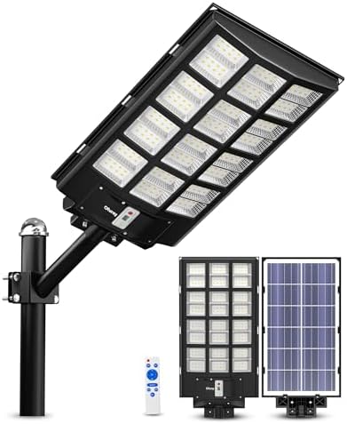 Ofuray Solar Street Lights Outdoor Of-11000W, 30000mAh, 192 LEDs, 3 Modes