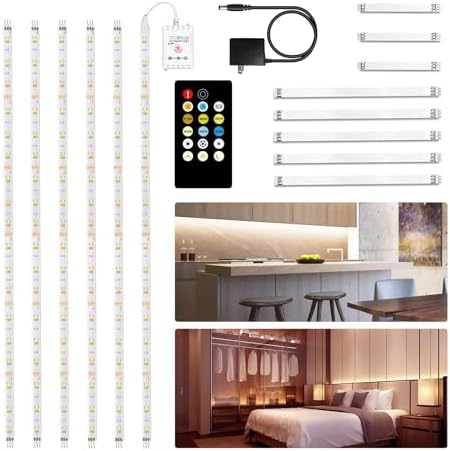 DAYBETTER Under Cabinet Lighting Kit,6 PCS 20 Inch Strip Lights with Remote