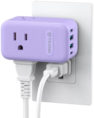 TROND Multi Plug Wall Outlet, 3 AC Outlet Extender with 360 Rotating Plug