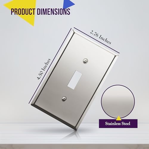 ENERLITES Toggle Switch Metal Wall Plate, 1-Gang, Polished Chrome, Silver