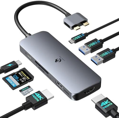 Docking Station for MacBook Pro Air, LIONWEI USB C Docking Station Dual Monitor, Dual HDMI Adapter Hub for Mac MacBook Pro with 2 HDMI, 3 USB 3.0, SD TF Card Reader and 100W PD USB C Charging Port