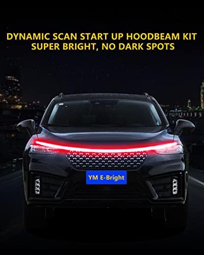 YM E-Bright LED Hood Light Strip, 59in Red Dynamic Scan DRL 12V 1Set