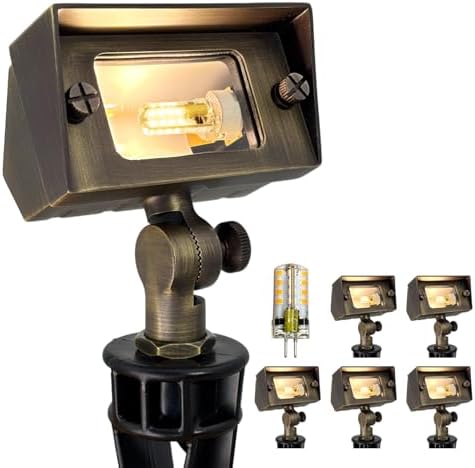 COLOER Brass Rectangular Flood Lights (Bronze) 6 Pack with 3W LED G4 Bulb