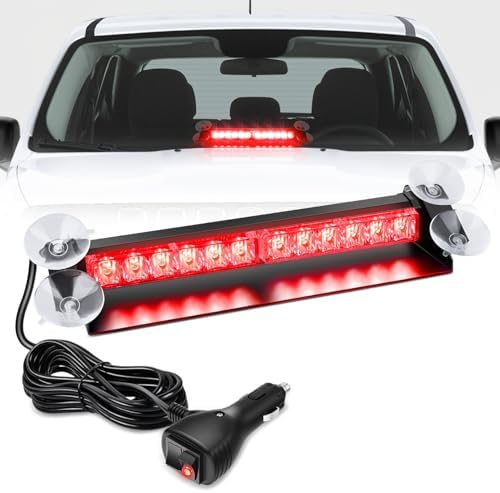 Nilight 12LED Traffic Advisor Strobe Light Bar Red Hazard Safety