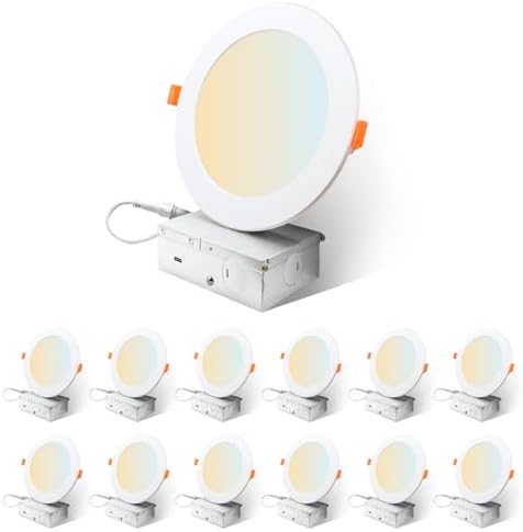Sylvania 6" Slim Microdisk Downlight, 12W, 5 CCT Select (2700K - 5000K), 1000 LMS, 90 CRI, Dimmable, Wet-Rated, White - 12 Pack (67378)