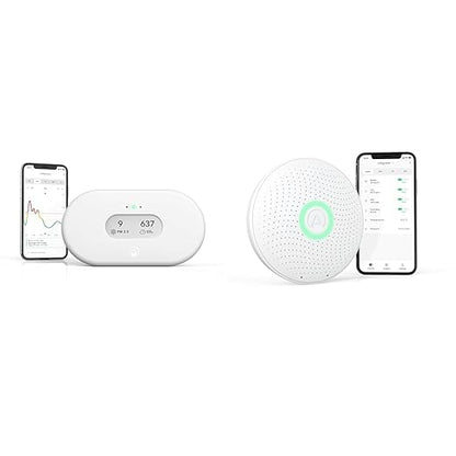 Airthings View Plus & Wave Plus - Multi Room Air Quality Monitor with Radon, PM 2.5, CO2, VOC, Humidity & Temperature Detector, Mobile APP, Wi-Fi, Alerts & Notifications