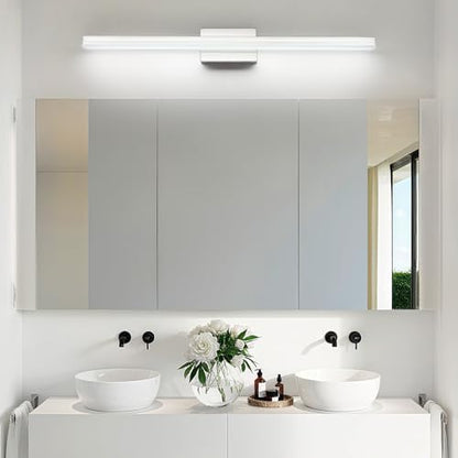 SineRise 40-Inch LED Modern Bathroom Vanity Light Bar, Chrome Modern Acrylic Bathroom Wall Lighting Fixtures Over Mirror (Cool White 6000K)