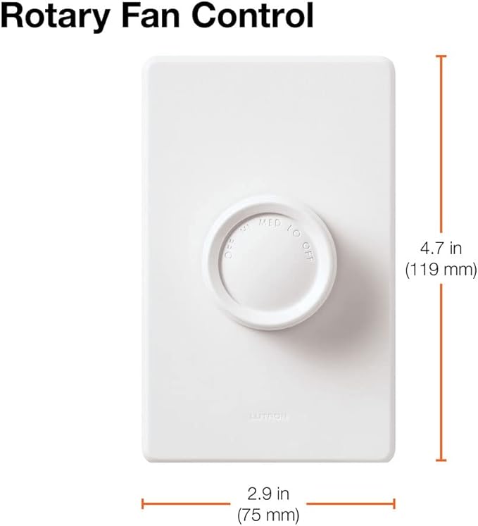 Lutron FSQ-2FH-DK Electronics Rotary On/Off Fan-Speed Control, White (Pack of 2)