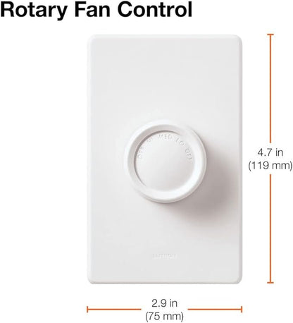 Lutron FSQ-2FH-DK Electronics Rotary On/Off Fan-Speed Control, White (Pack of 2)