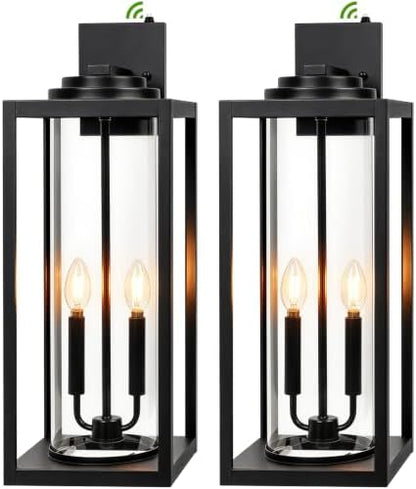Extra Large 24 Inch Outdoor Wall Lights, Dusk to Dawn Sensor, Black, 2-Pack