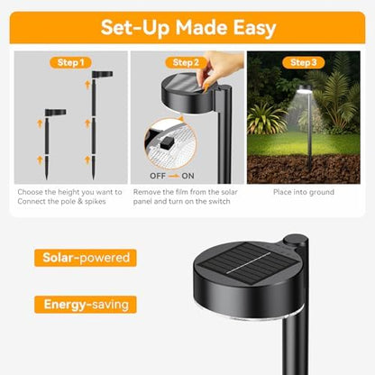 Ahaorigin 4 Pack Solar Pathway Lights Outdoor, 12 Brighter LED Solar Lights Outdoor Waterproof, Up to 12 Hrs Modern Path Light for Yard Garden Walkway Driveway Lawn, Cool White