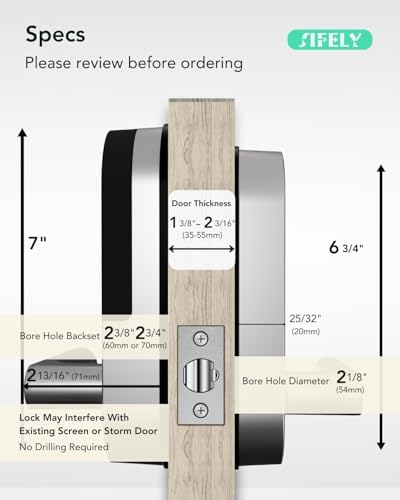 Built-in WiFi Smart Door Lock with Handle – Keyless Entry via App, Codes, Cards, Key, Voice & Remote Unlock, Auto-Lock, Access Logs, Family Sharing, Works with Alexa & Google, Great for Home & Rental